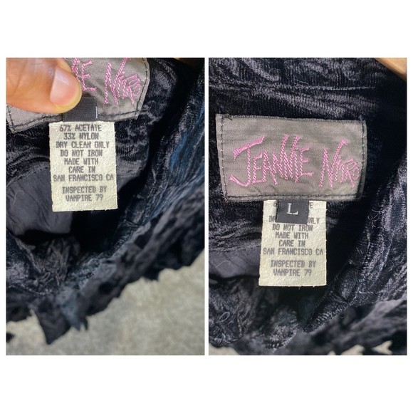 Jeannie Nitro Vintage Velvet Lace Long Sleeve Button Down Shirt L - Picture 5 of 6